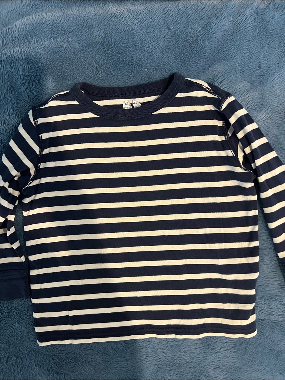 GAP Navy and White Striped Long Sleeve Tee